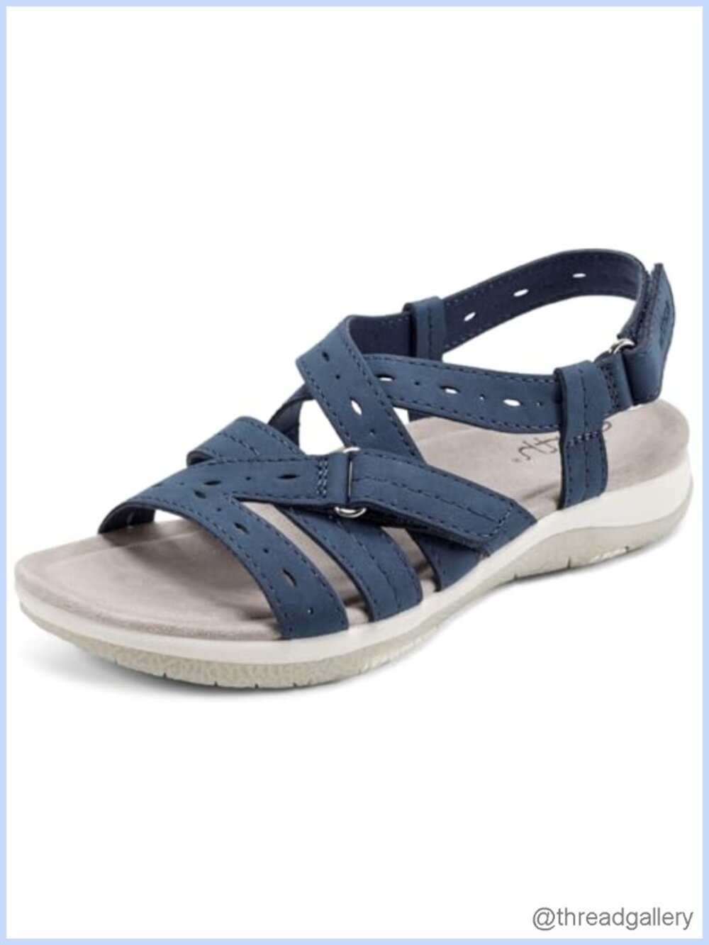 Women's Earth Samsin Flat Sandal Faux Leather Memory Foam Arch Support